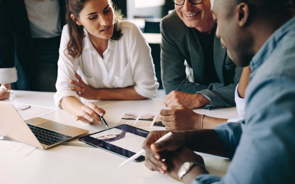 Group Of office workers having a meeting at a table